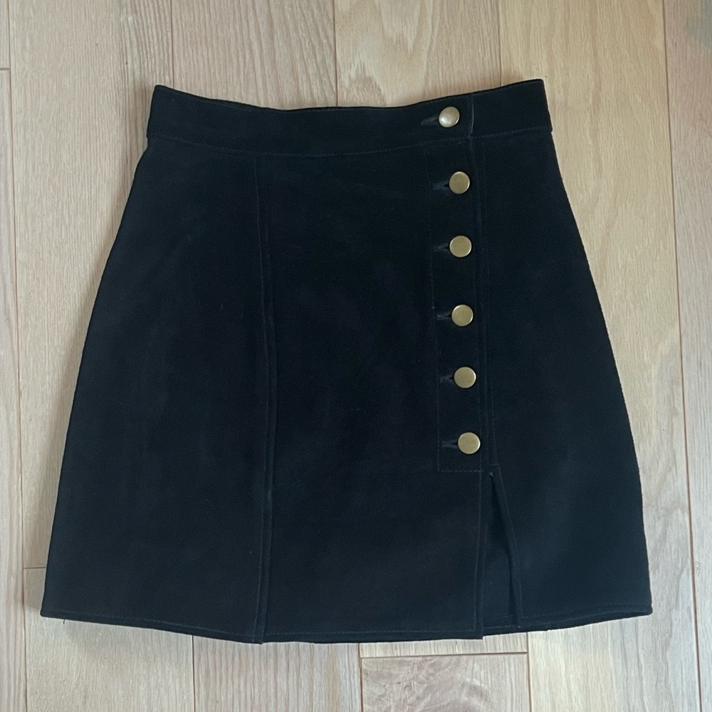 understated leather suede mini skirt